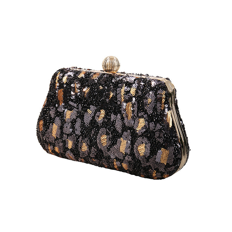 Sequin Leopard Print Evening Clutch