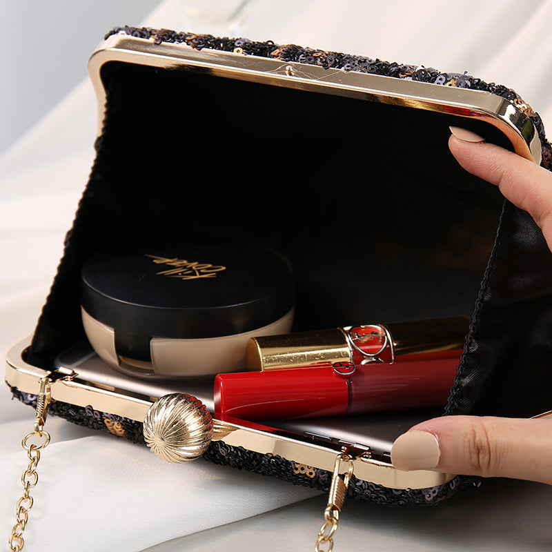 Sequin Leopard Print Evening Clutch - view 2