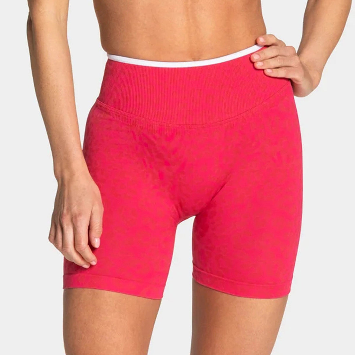 Leopard Seamless Scrunch High Waist Gym Bike Shorts - Raspberry