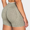 Leopard Seamless Scrunch High Waist Gym Bike Shorts - Sage Khaki