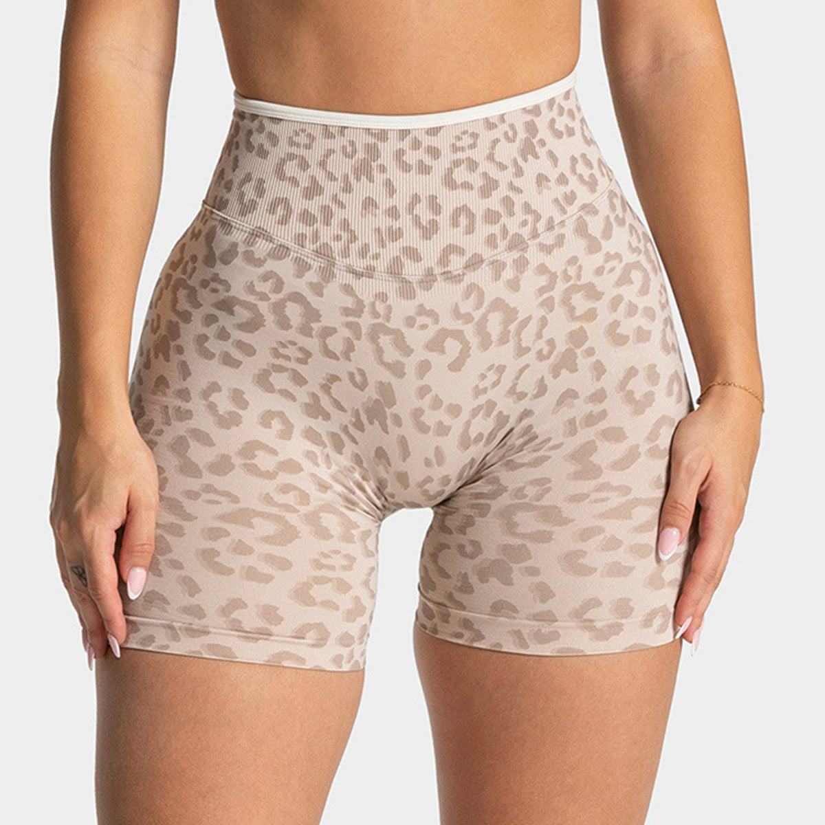 Leopard Seamless Scrunch High Waist Gym Bike Shorts