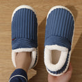 Corduroy Fleece Lined Slipper Booties - Navy