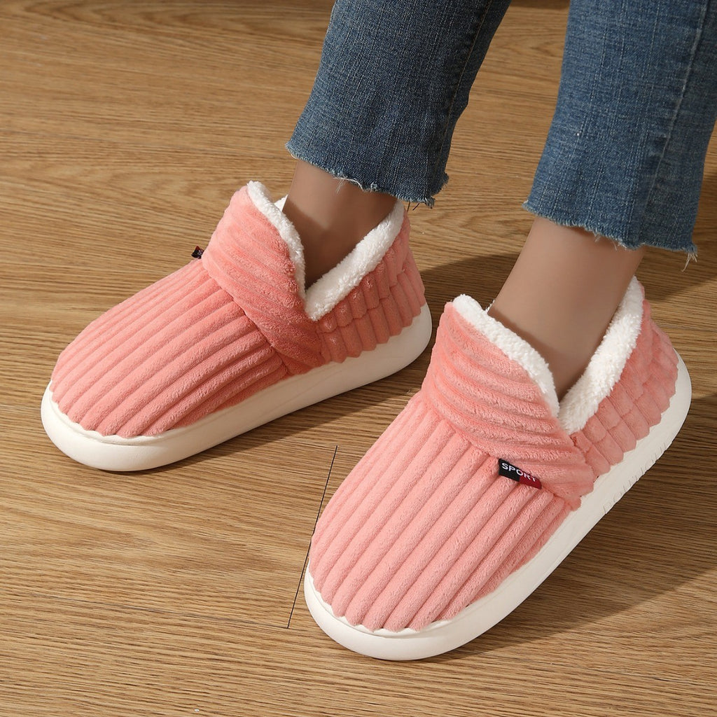 Corduroy Fleece Lined Slipper Booties
