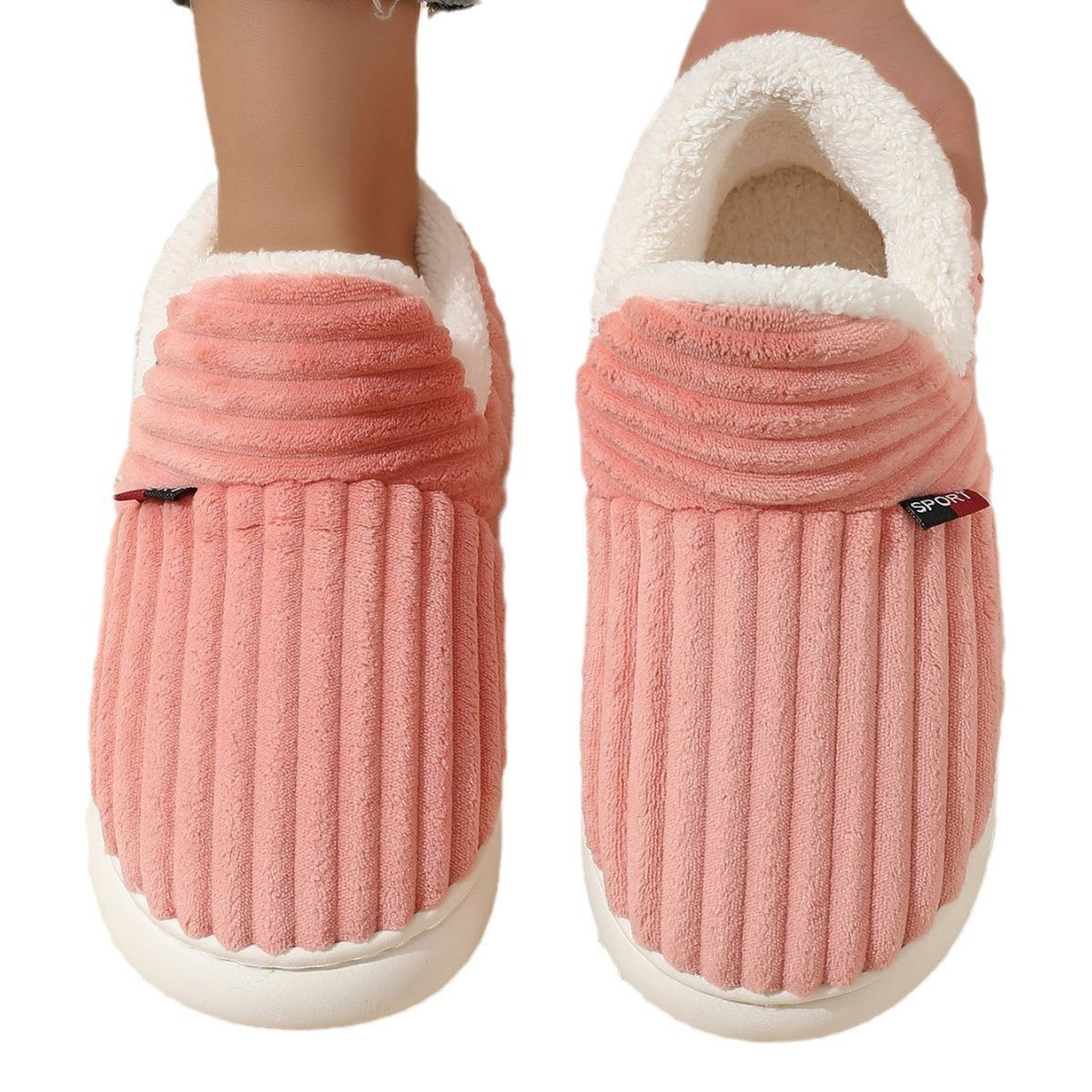 Corduroy Fleece Lined Slipper Booties