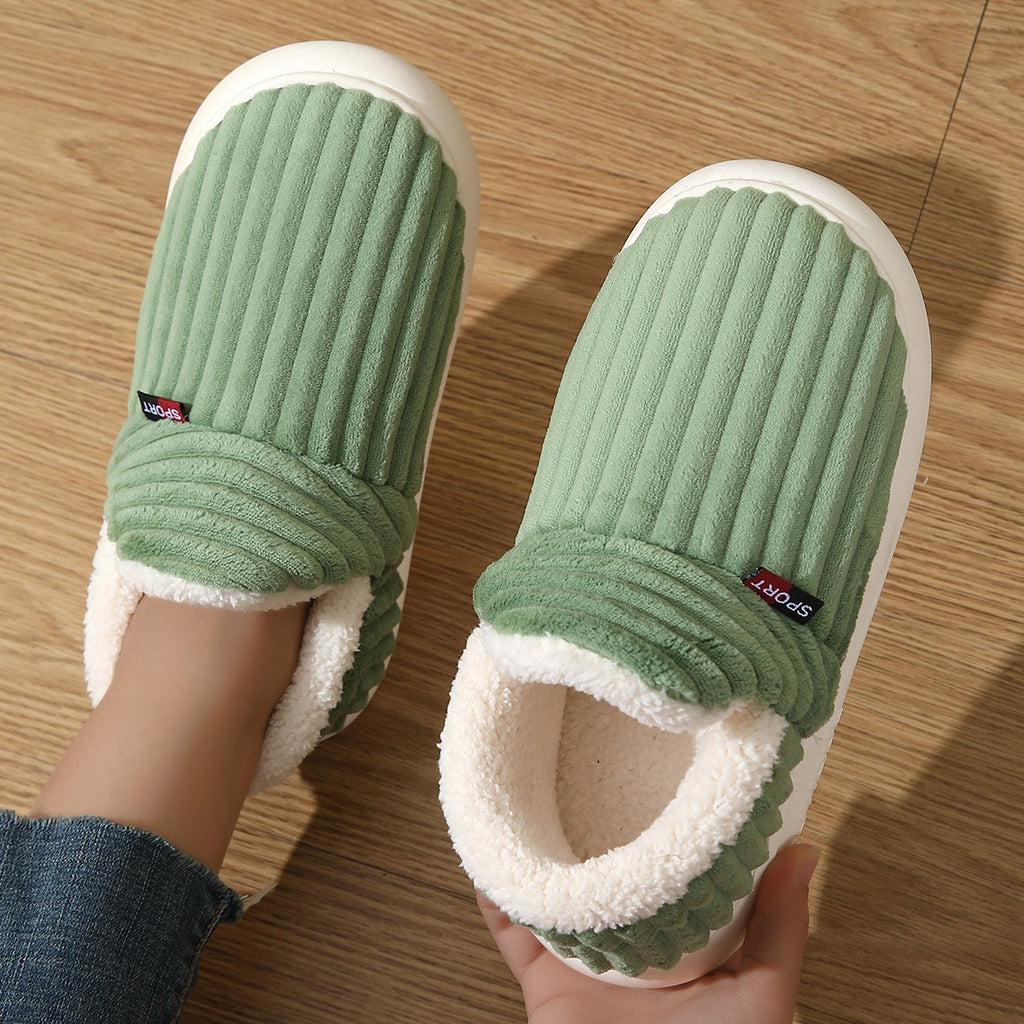 Corduroy Fleece Lined Slipper Booties