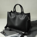 Structured Work Satchel with Crossbody Strap - Black