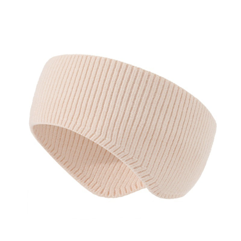 Ribbed Knit Ear Warmer Headband - Apricot