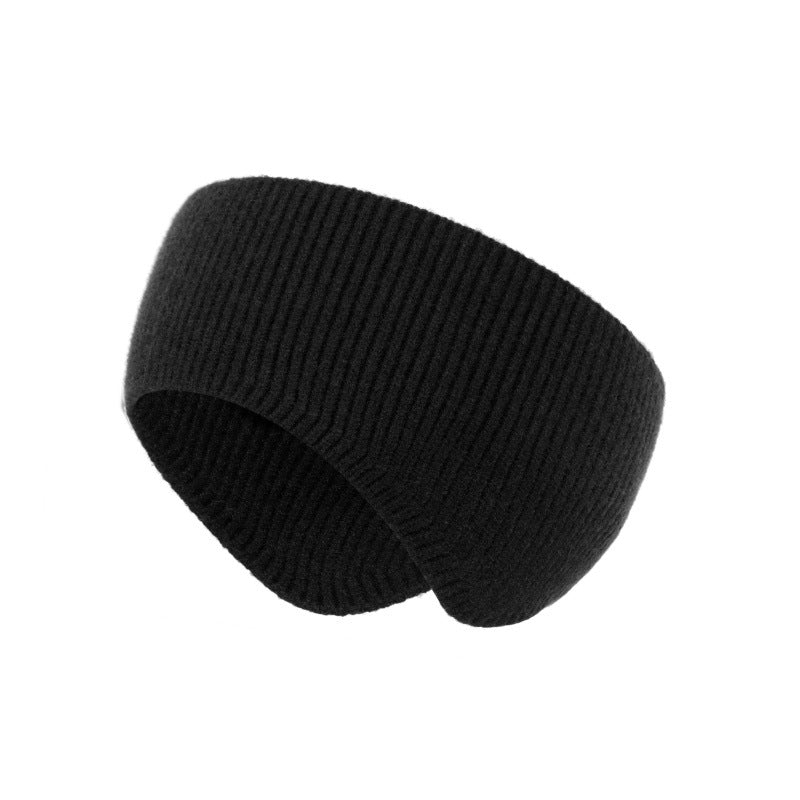 Ribbed Knit Ear Warmer Headband - Black