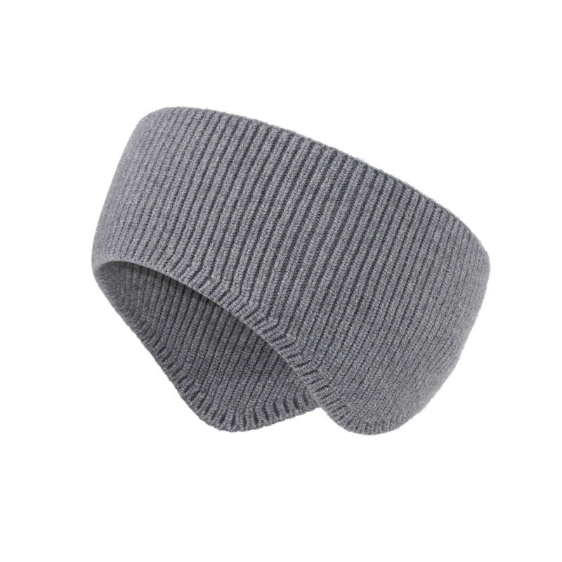 Ribbed Knit Ear Warmer Headband - Grey