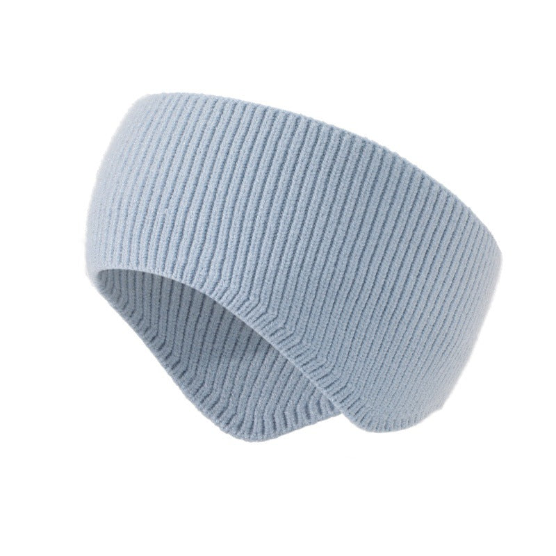 Ribbed Knit Ear Warmer Headband - Light-Blue