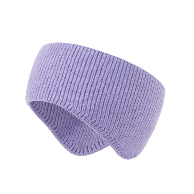 Ribbed Knit Ear Warmer Headband - Purple
