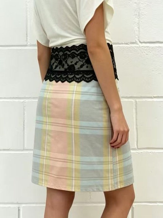 Boho Lace-Waistband A-Line Midi Skirt
