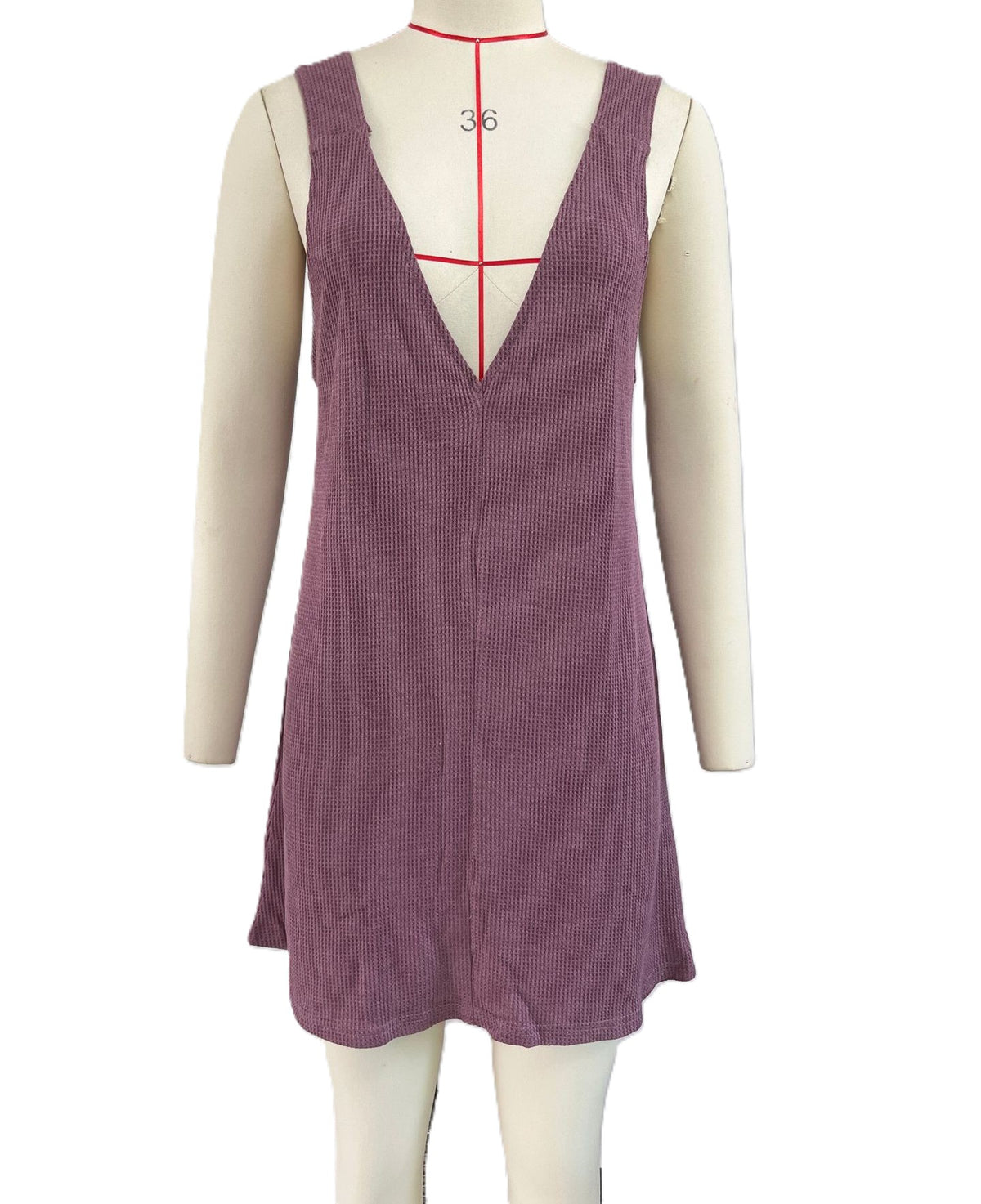 Reversible Neckline Sleeveless Knit Shift Dress - Purple