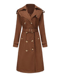 Classic Belted Trench Coat With Epaulettes - Brown