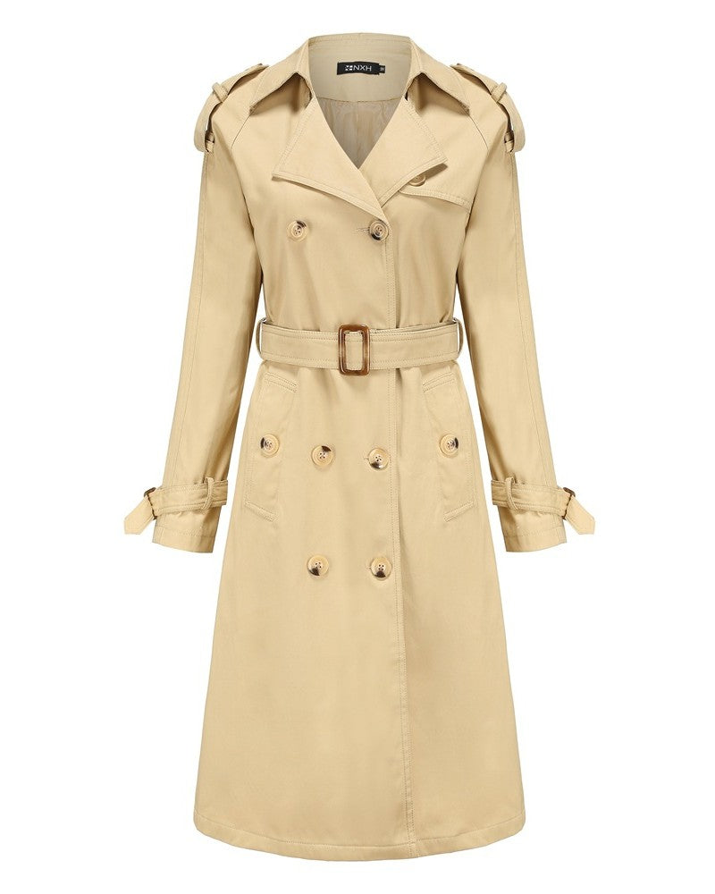 Classic Belted Trench Coat With Epaulettes - Khaki - 1