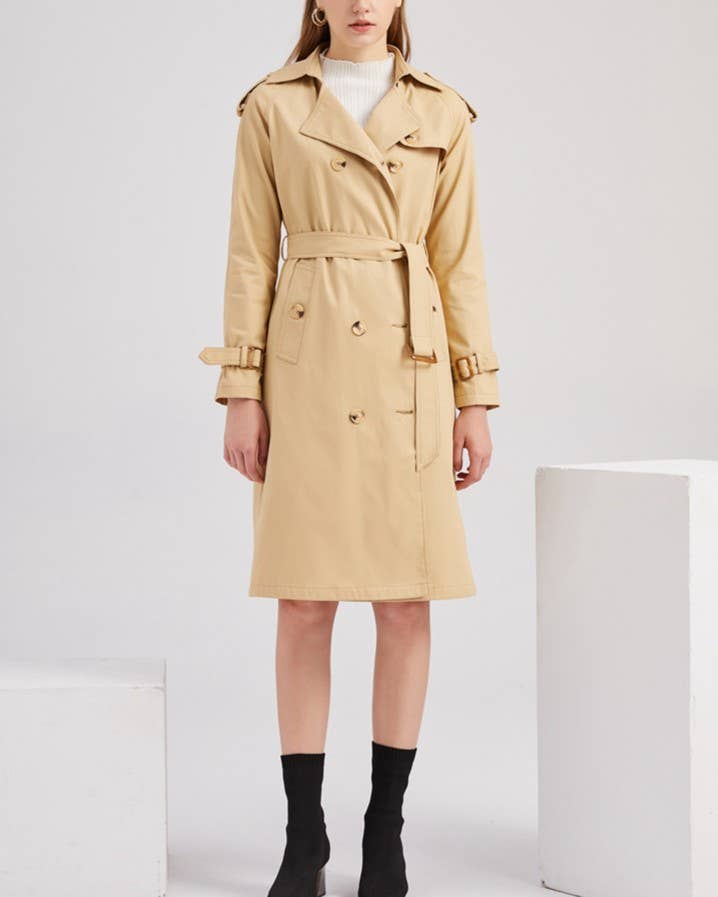 Classic Belted Trench Coat With Epaulettes