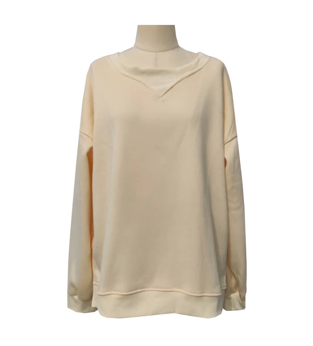 Slouchy Crewneck Sweatshirt With Side Slits