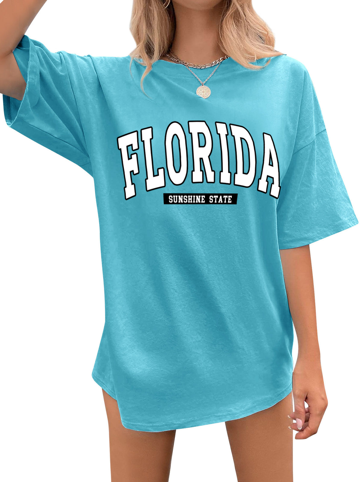 Florida Sunshine State Oversized Tunic Tee - Blue
