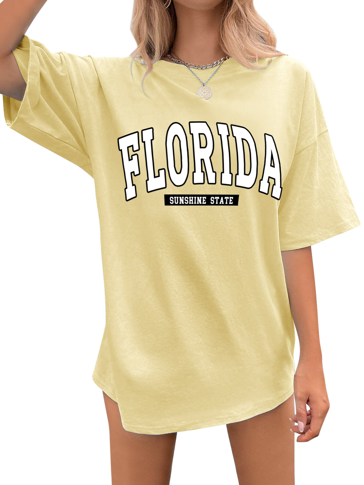 Florida Sunshine State Oversized Tunic Tee - Yellow