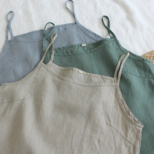 Adjustable Tie Strap Camisole Tank Top - Beige