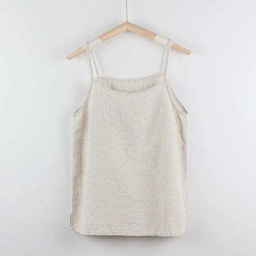 Adjustable Tie Strap Camisole Tank Top - Beige - 1