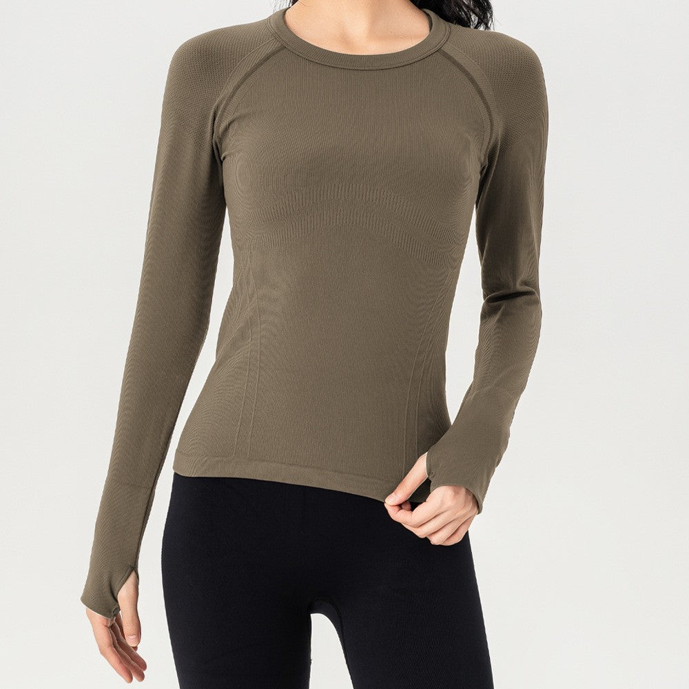 Seamless Ribbed Raglan Long Sleeve Workout Top