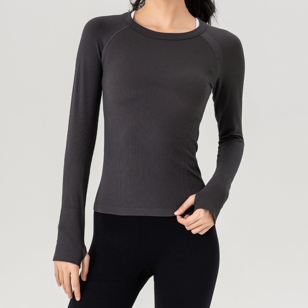 Seamless Ribbed Raglan Long Sleeve Workout Top