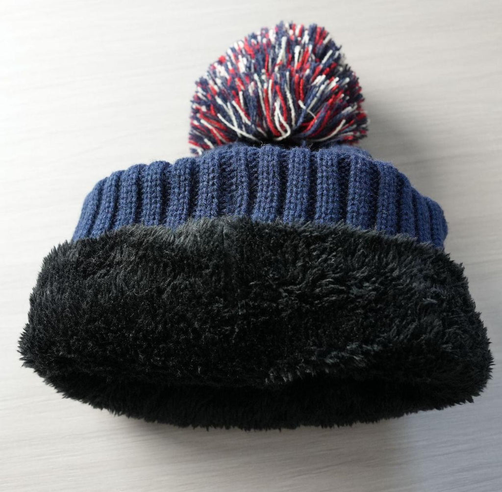 Stars And Stripes Knit Pom Beanie - Blue - 2