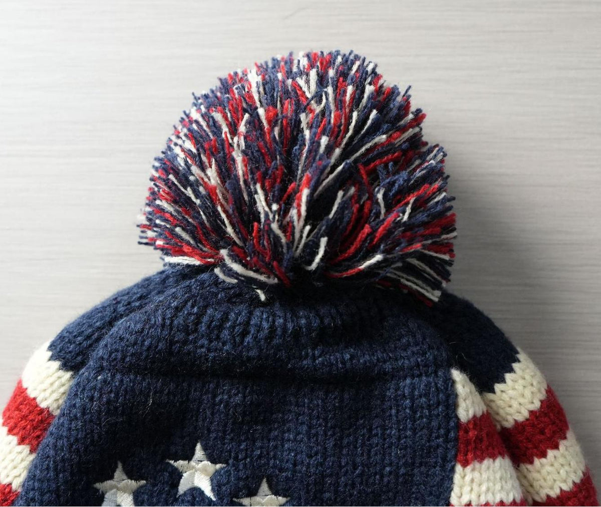 Stars And Stripes Knit Pom Beanie - Blue - 3