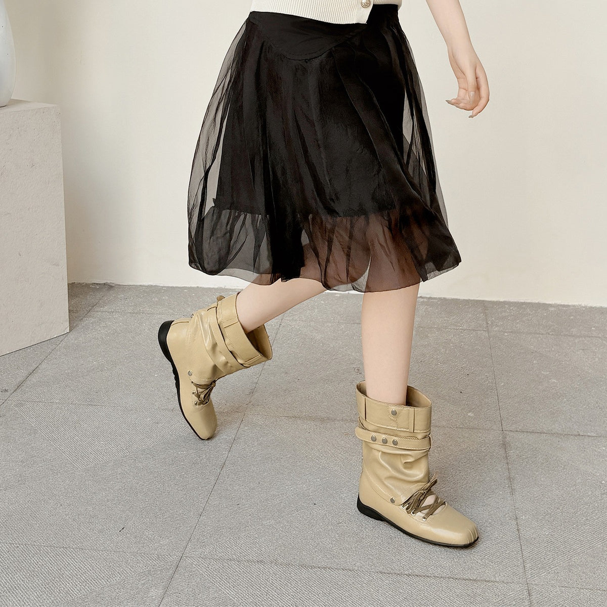 Convertible Slouchy Ballet Flat Boots