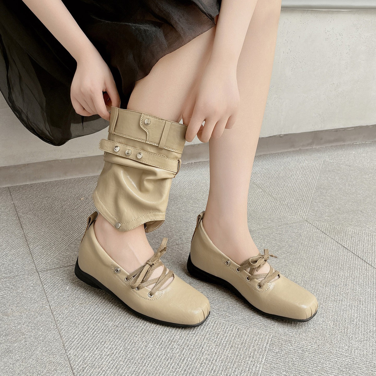 Convertible Slouchy Ballet Flat Boots