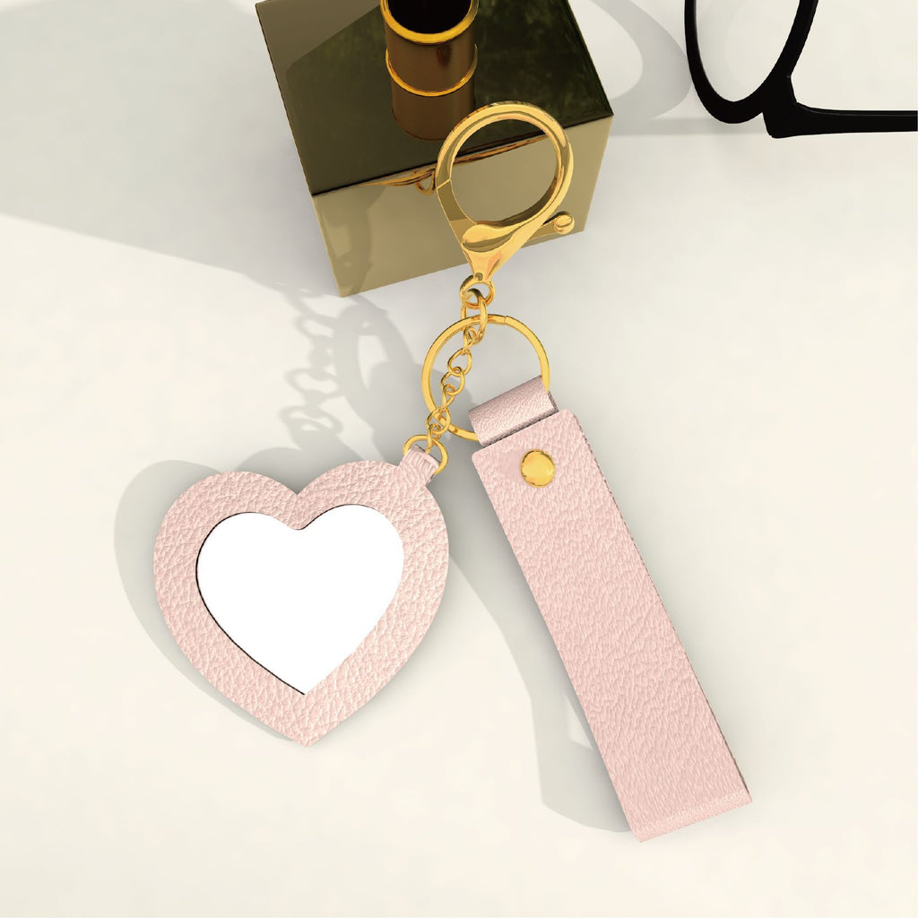 Heart Mirror Charm Strap Keychain - Pink