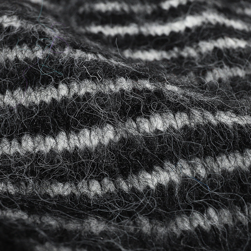 Striped Mohair Earflap Trapper Beanie - view 1
