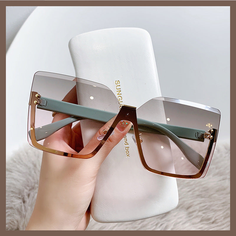 Oversized Square Half Rim Sunglasses - Color_1