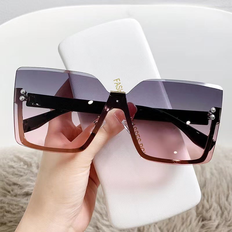 Oversized Square Half Rim Sunglasses - Color_2