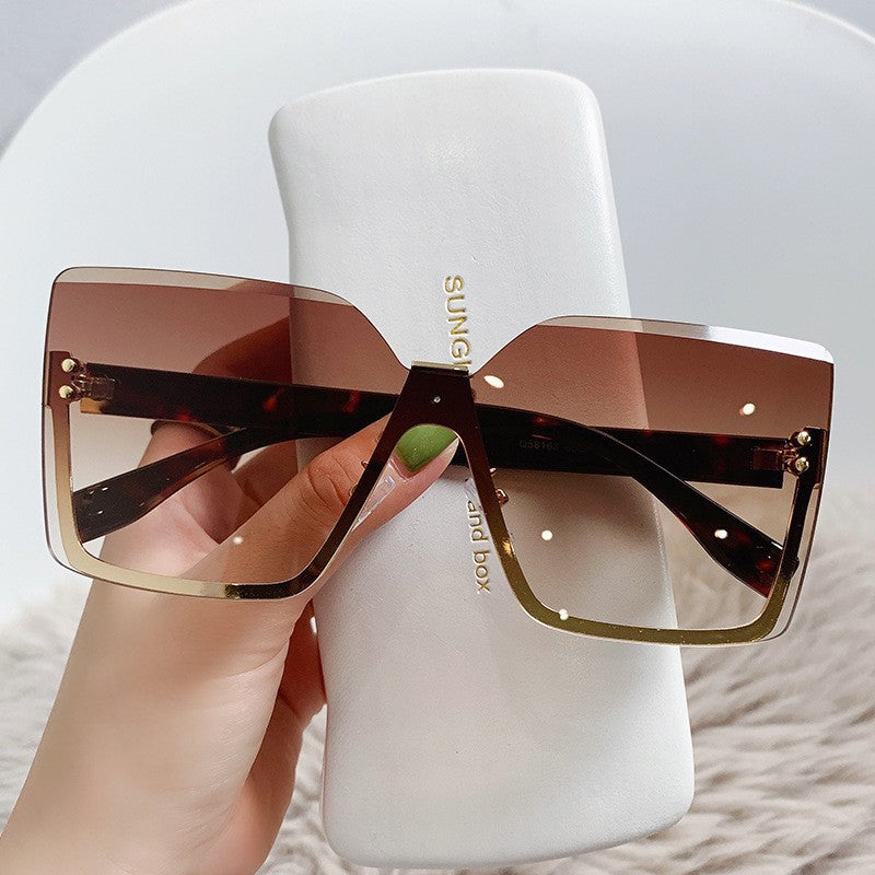 Oversized Square Half Rim Sunglasses - Color_3