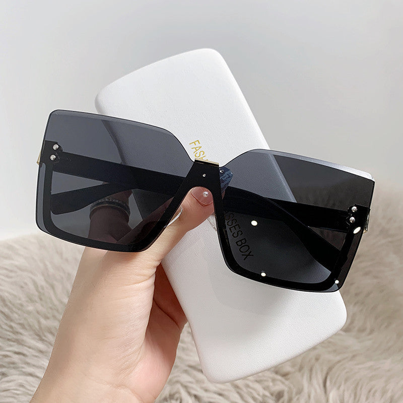 Oversized Square Half Rim Sunglasses - Color_4