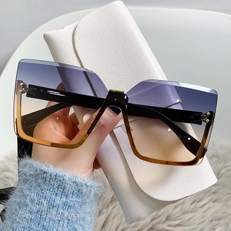 Oversized Square Half Rim Sunglasses - Color_5