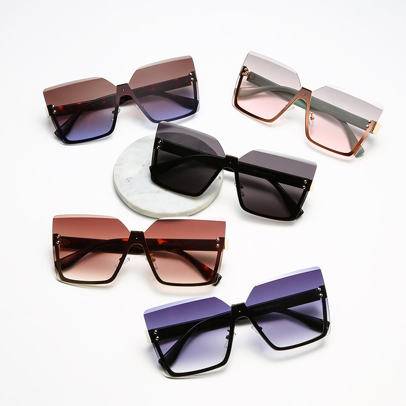 Oversized Square Half Rim Sunglasses