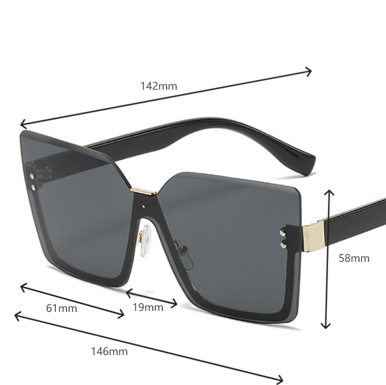 Oversized Square Half Rim Sunglasses - view 1