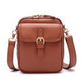 Buckle Flap Mini Messenger Crossbody Bag - Cognac
