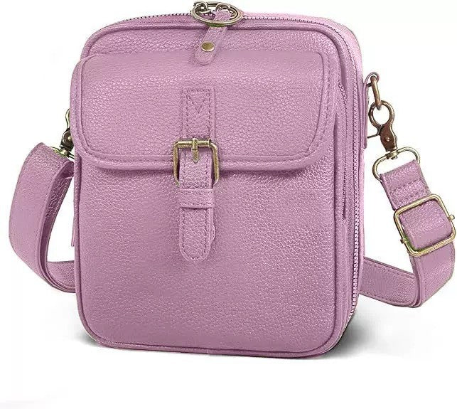 Buckle Flap Mini Messenger Crossbody Bag - Lilac