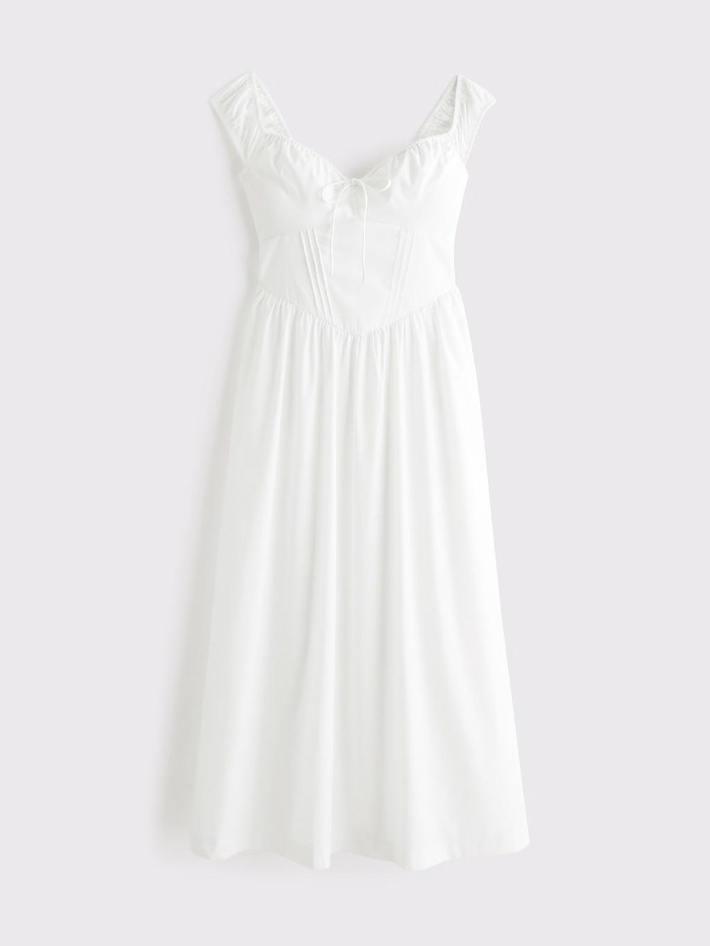 Embroidered Sweetheart Midi Dress With Pockets - White