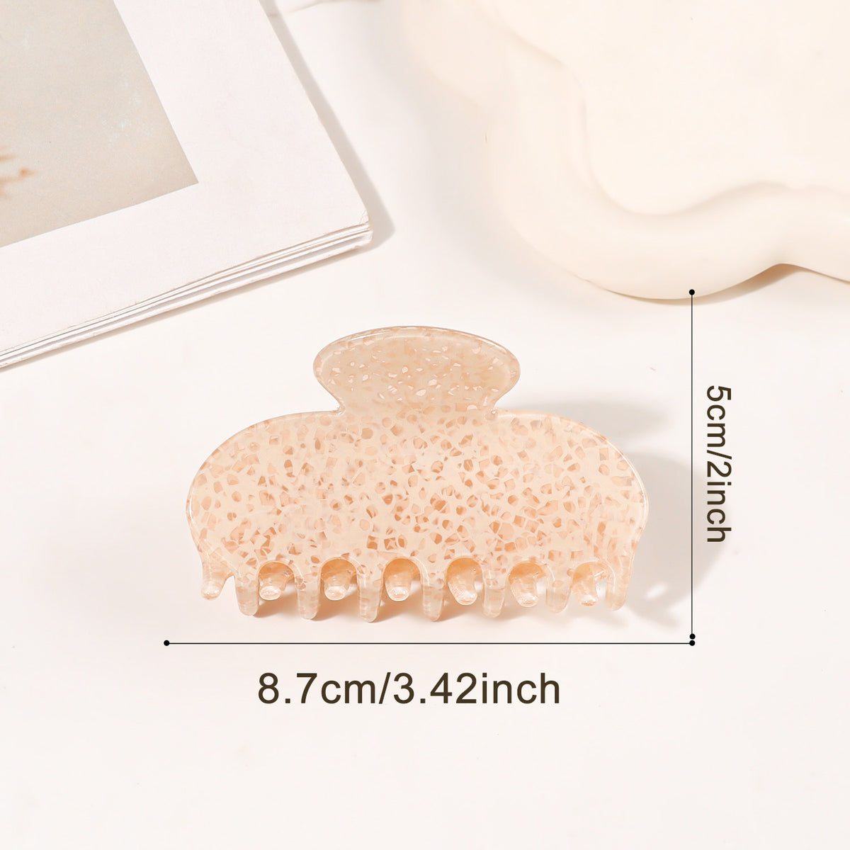 Speckled Terrazzo Print Hair Claw Clips - White_01