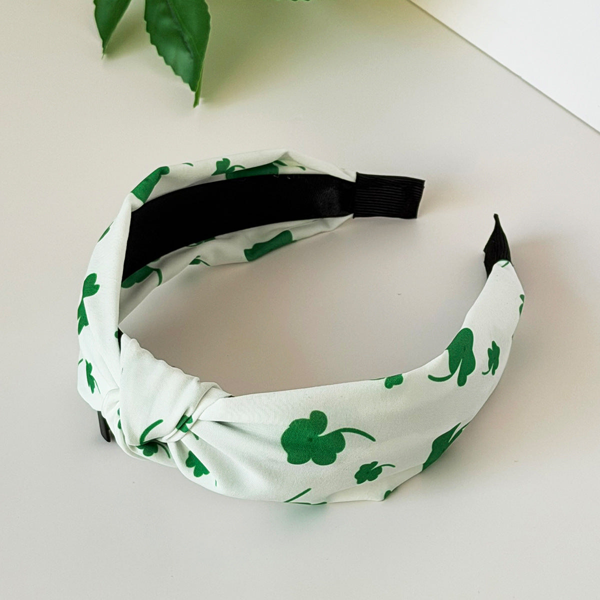 Clover Print Twist Knot Fabric Headband - C3