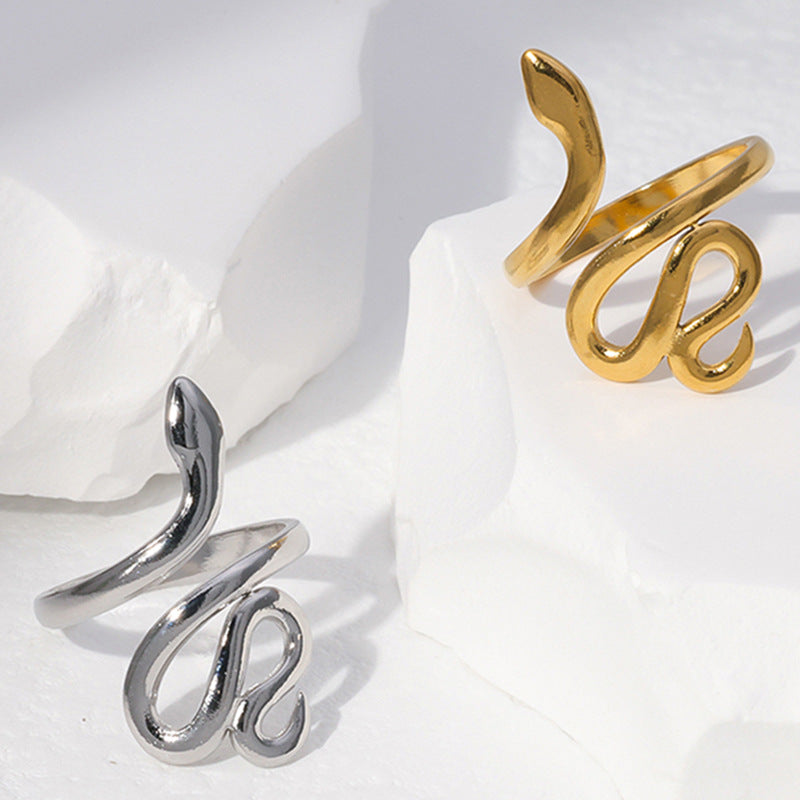 Sculptural Serpent Wrap Open Ring