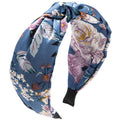 Twist Knot Satin Floral Headband - Blue