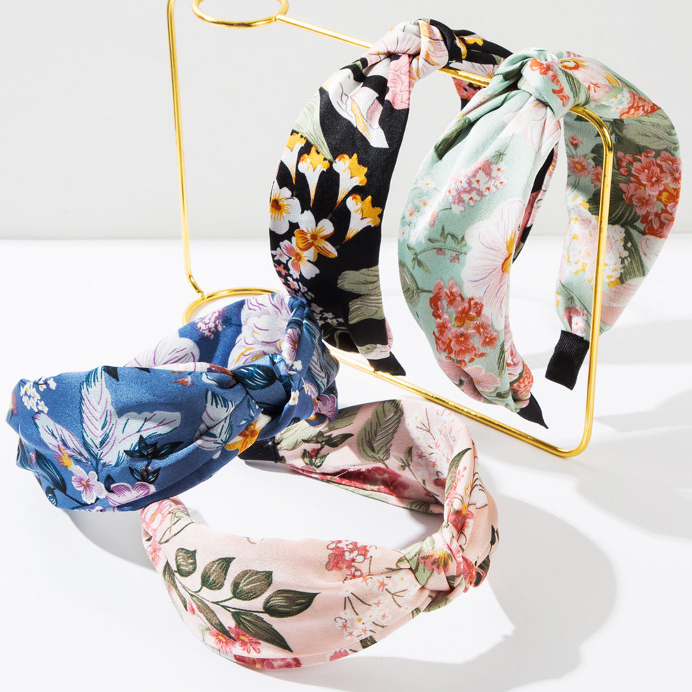 Twist Knot Satin Floral Headband