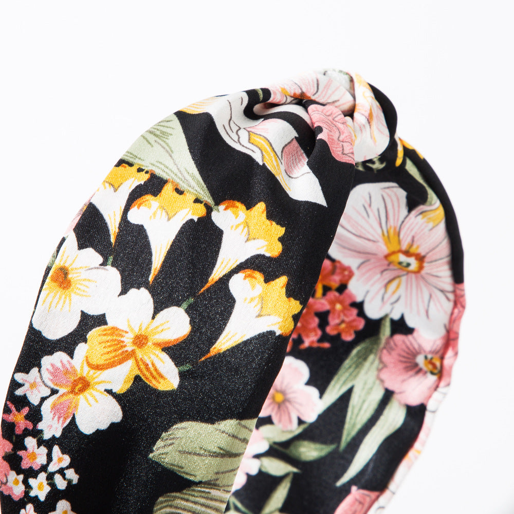 Twist Knot Satin Floral Headband - view 3