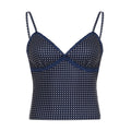 Polka Dot Satin Camisole With Crochet Trim - Navy